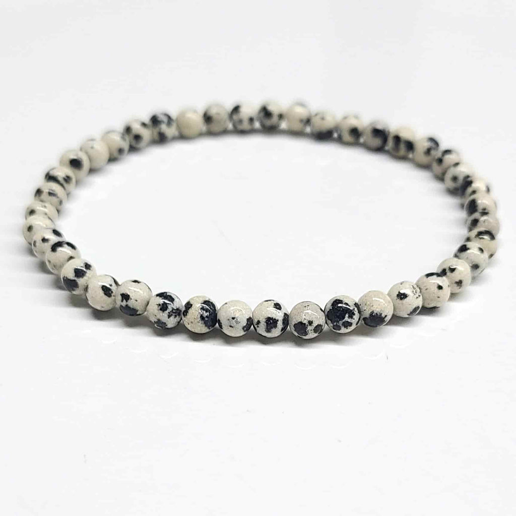 Dalmatian Jasper Round Bead Bracelet - Playful Loyalty